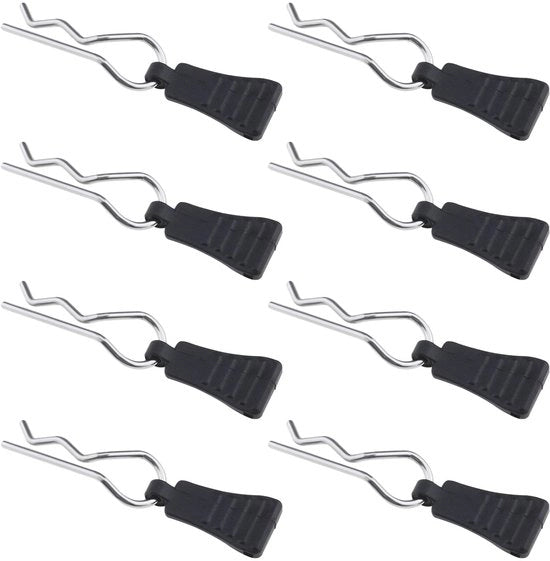 Clip di corpo 8 pezzi - Pinne curvate R - Lega di alluminio/acciaio - Per RC auto 1/8, 1/10, 1/12 - Duraturo - Nero
