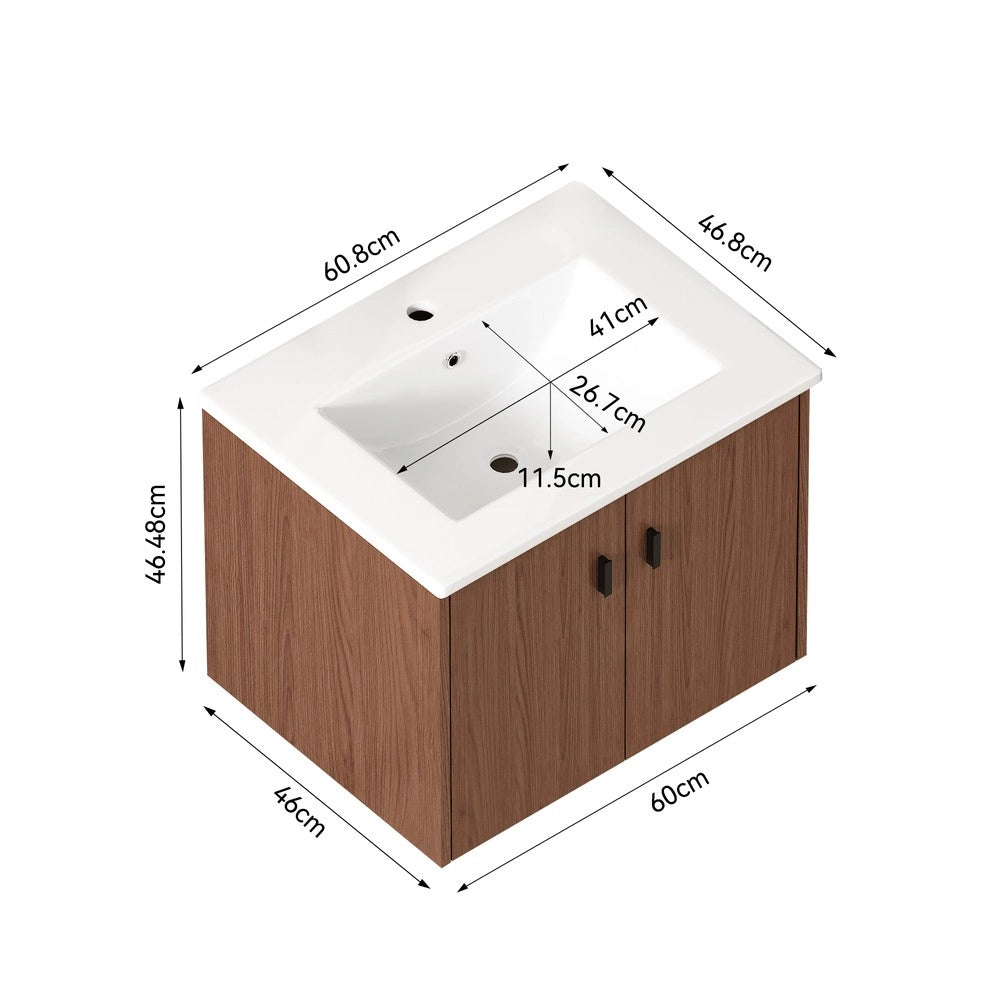 Armadietto Bagno 60 cm ¨C Xylo ¨C Marrone, 2 Ante, Salvaspazio