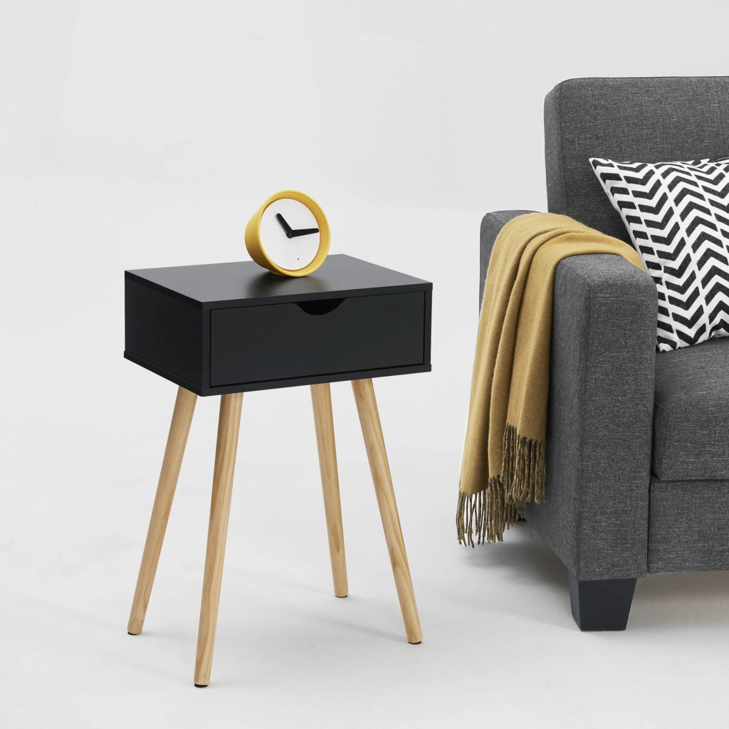 Comodino Tavolino Laterale Sörby con Cassetto - Nero [en.casa]