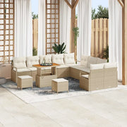 Set Divano da Giardino con cuscino 13 pcs Beige polyrattan