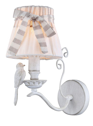 Lampada da parete Elegant in Metallo Bird Bianco Antique
