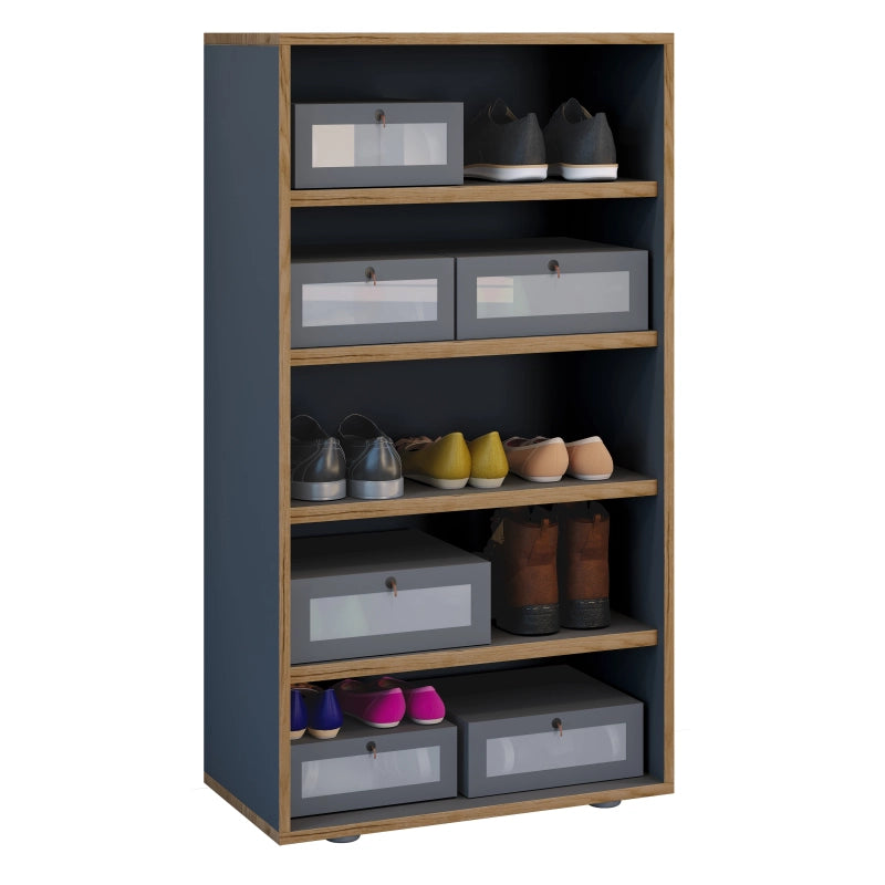 Super Scarpiera Legno H110 L60 P33 cm Armadio Porta Scarpe Salvaspazio con Ripiani Regolabili Colore Antracite
