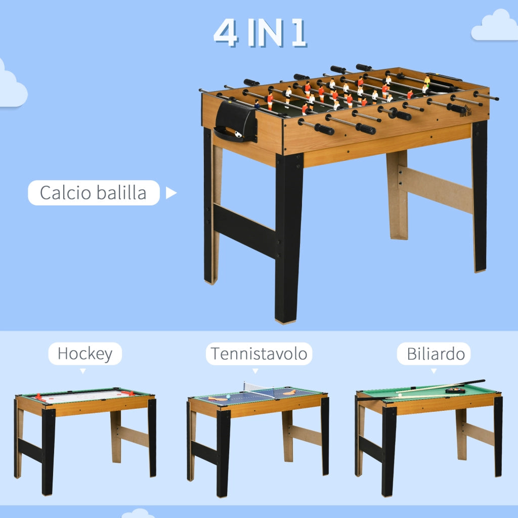 Easycomfort Tavolo Multigioco 4 in 1 con Calcio Balilla, Biliardo, Ping Pong e Hockey da Tavolo, 107x61x84.5cm