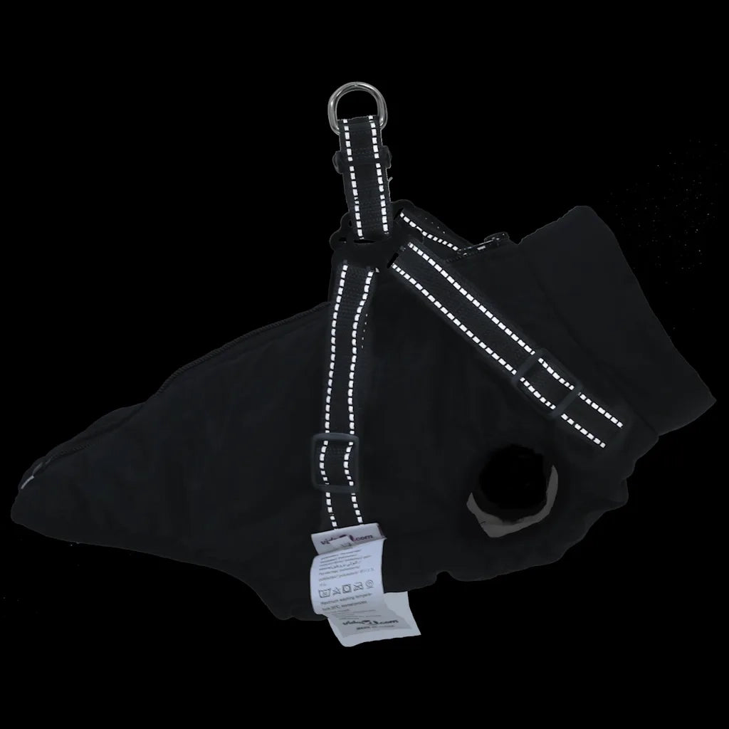Cappotto Cani con Imbracatura Impermeabile Riflettente Nero L24 CFW3820975