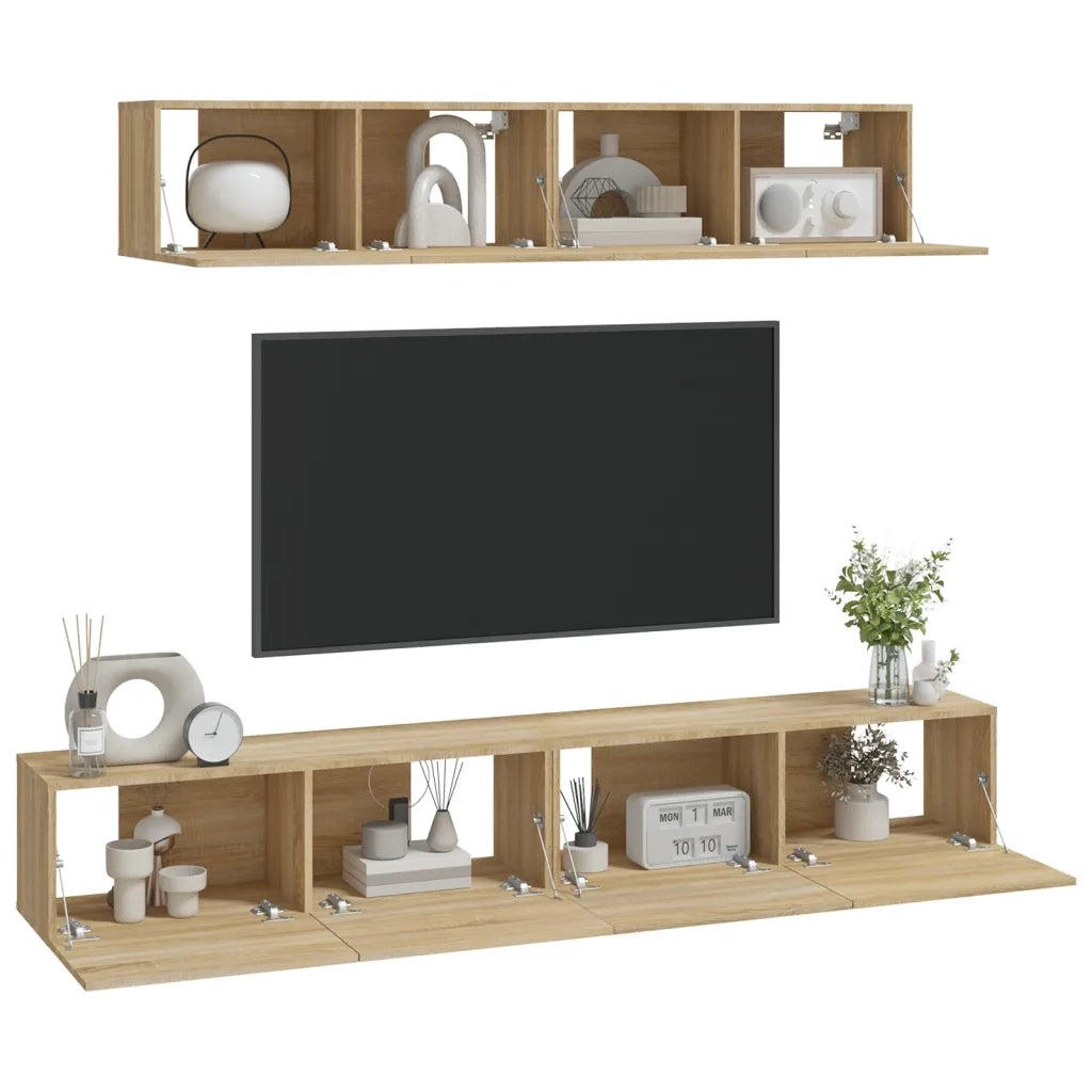 Set di Mobili Porta TV 4 pz-Set di 4 Credenza per TV Rovere Sonoma in Legno Multistrato 793029