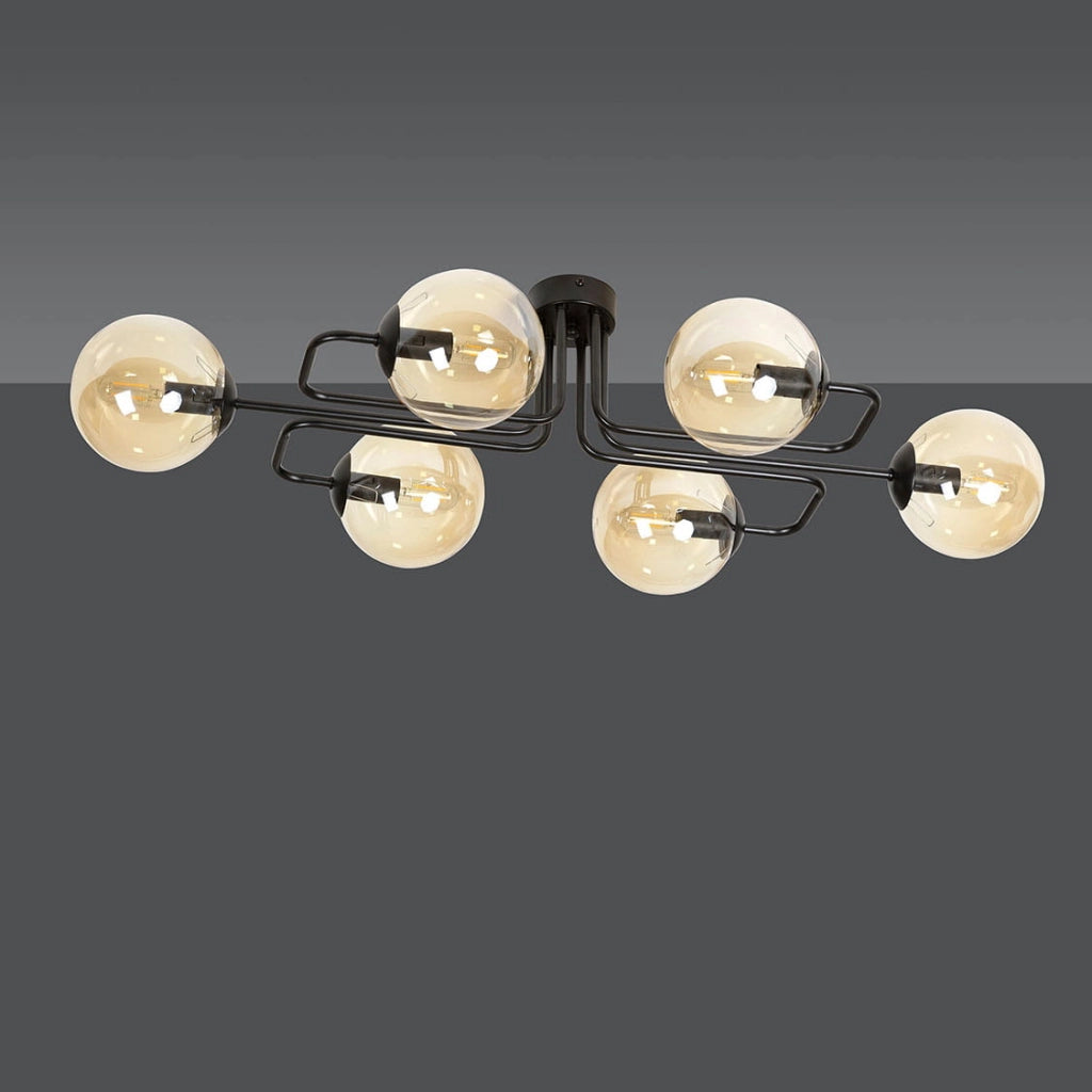 Lampadario Emibig Brendi metallo 6xE14 nero/miele dimmerabile