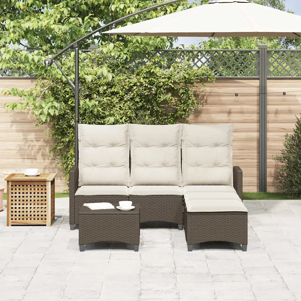 Set Divani da Giardino 3 pz con Cuscini a L Marrone Polyrattan 3328639