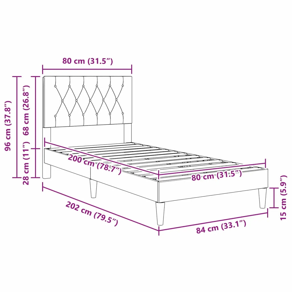 Struttura del letto con testiera Rosa 80 x 200 cm Velluto 42027628