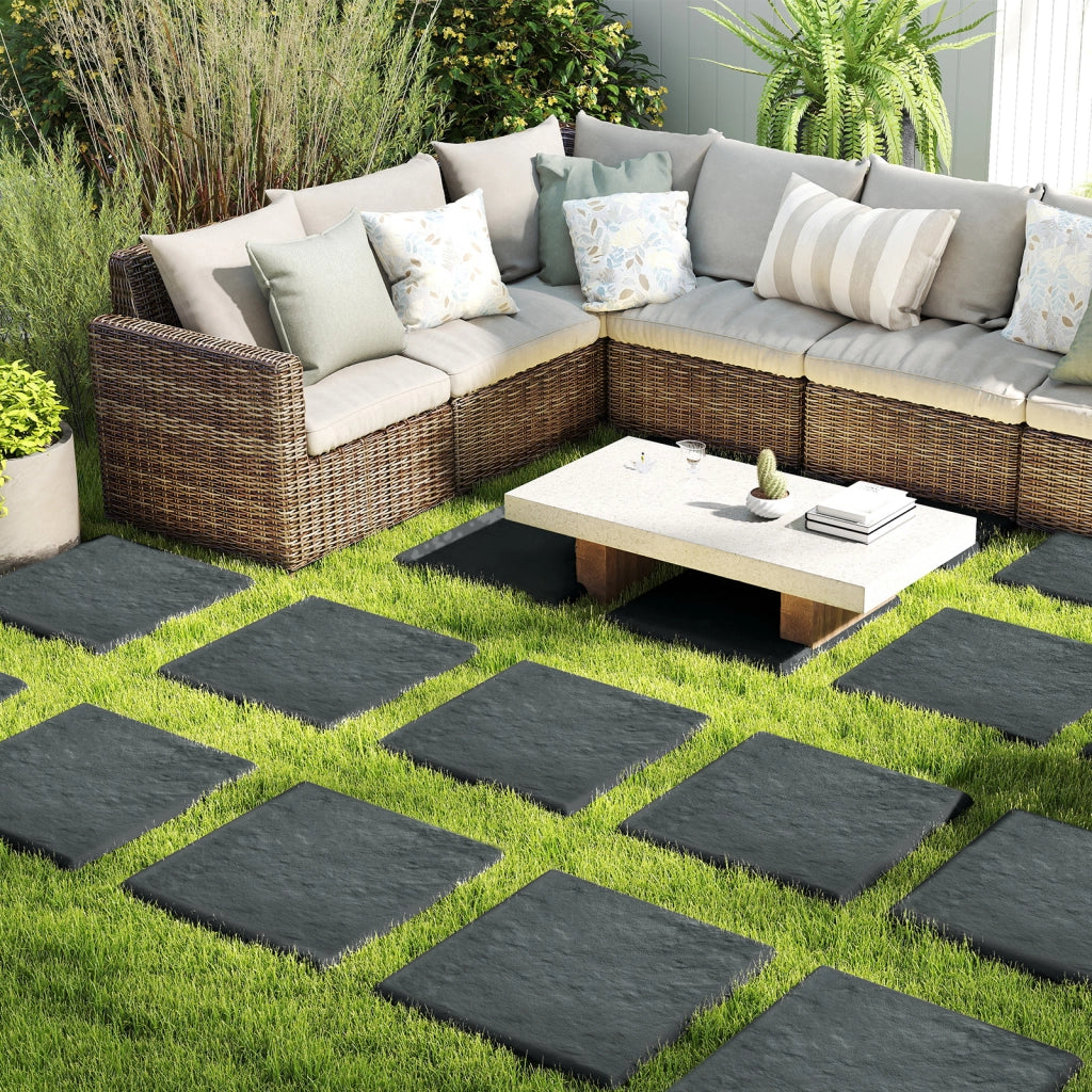 Set di 2 pietre da passo per giardino a tutte le condizioni meteorologiche per prato e giardino, Passerelle decorative per giardino Grigio