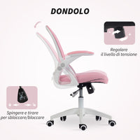 Sedia da Ufficio Ergonomica e Regolabile 65.5x61.5x88-97.5 cm con Schienale a Rete e Seduta Imbottita Rosa
