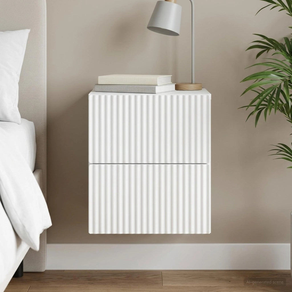 Mobiletto da notte a muro con cassetto Bianco 33 x 34,5 x 40 cm 898465