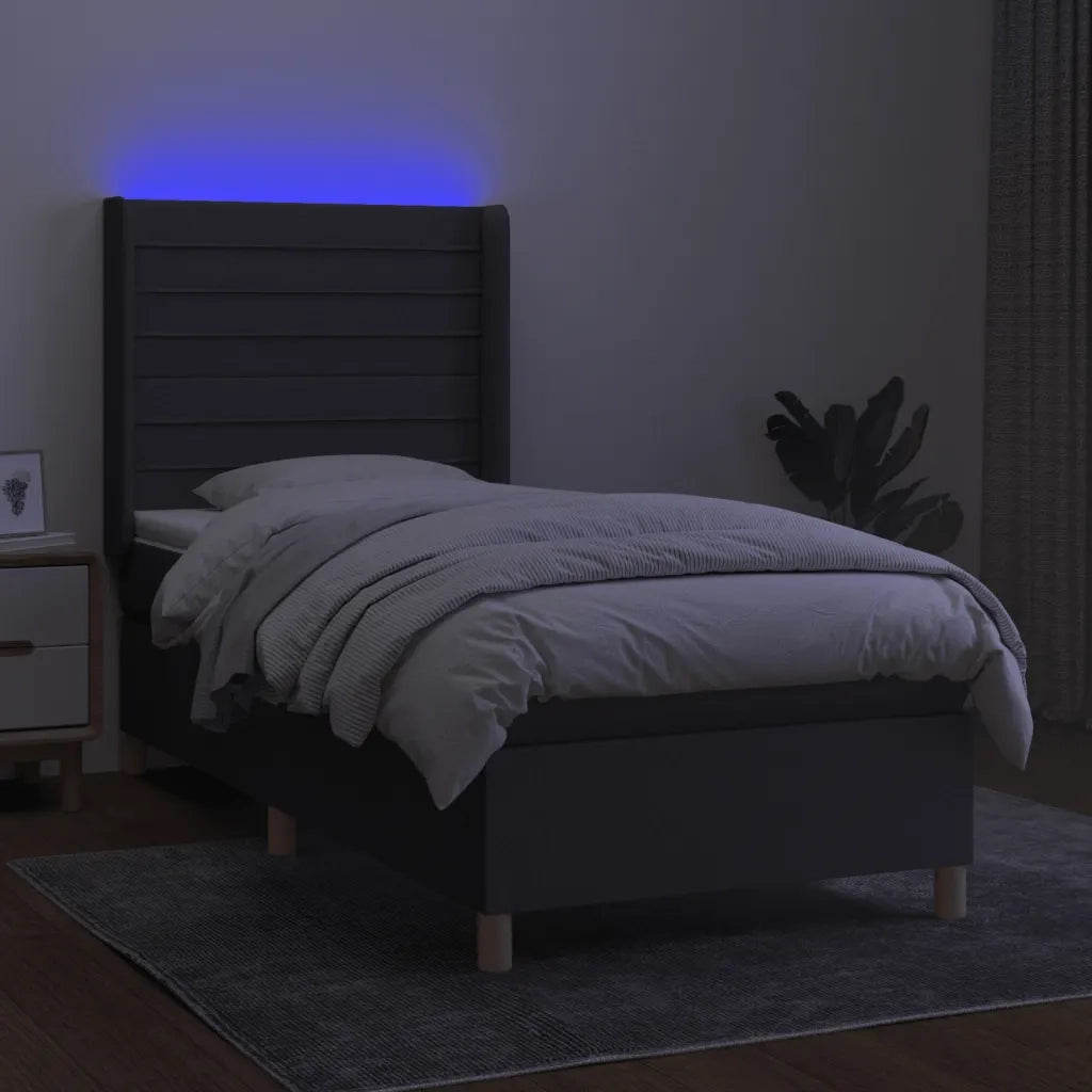 Letto a Molle Materasso e LED Grigio Scuro 80x200 cm in Tessuto 3138910