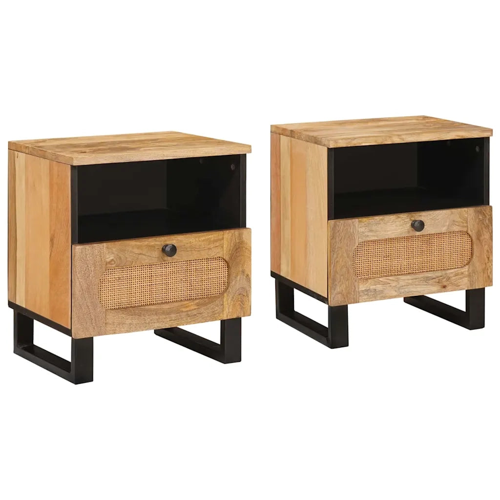 Set di 2 Comodini | Armadio da Notte | Mobiletto da notte con cassetto Naturale 40 x 33 x 46 cm