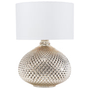 Lampada da Tavolo Metallo dorato 55H cm Paralume paralume in policotone Bianco Glam