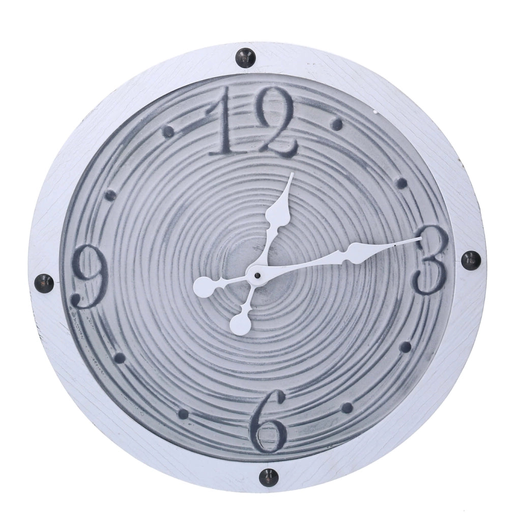 Orologio in legno bordo bianco cm Ø50x3