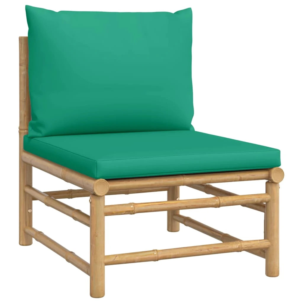 Set di mobili da giardino mobili da esterno set da 3 pezzi con cuscini bambù verde 02_0016015