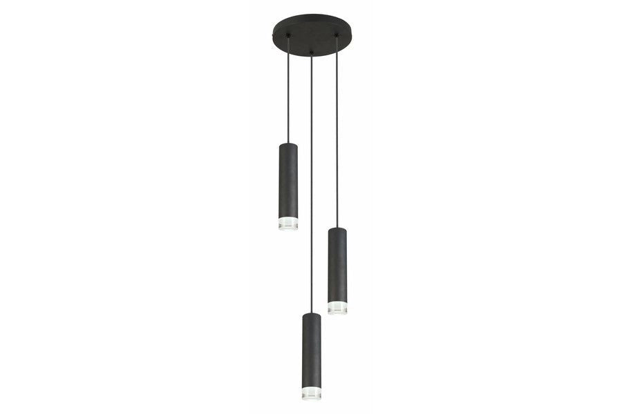 Lampada a sospensione Ina industriale nera 3xE27 Ø25