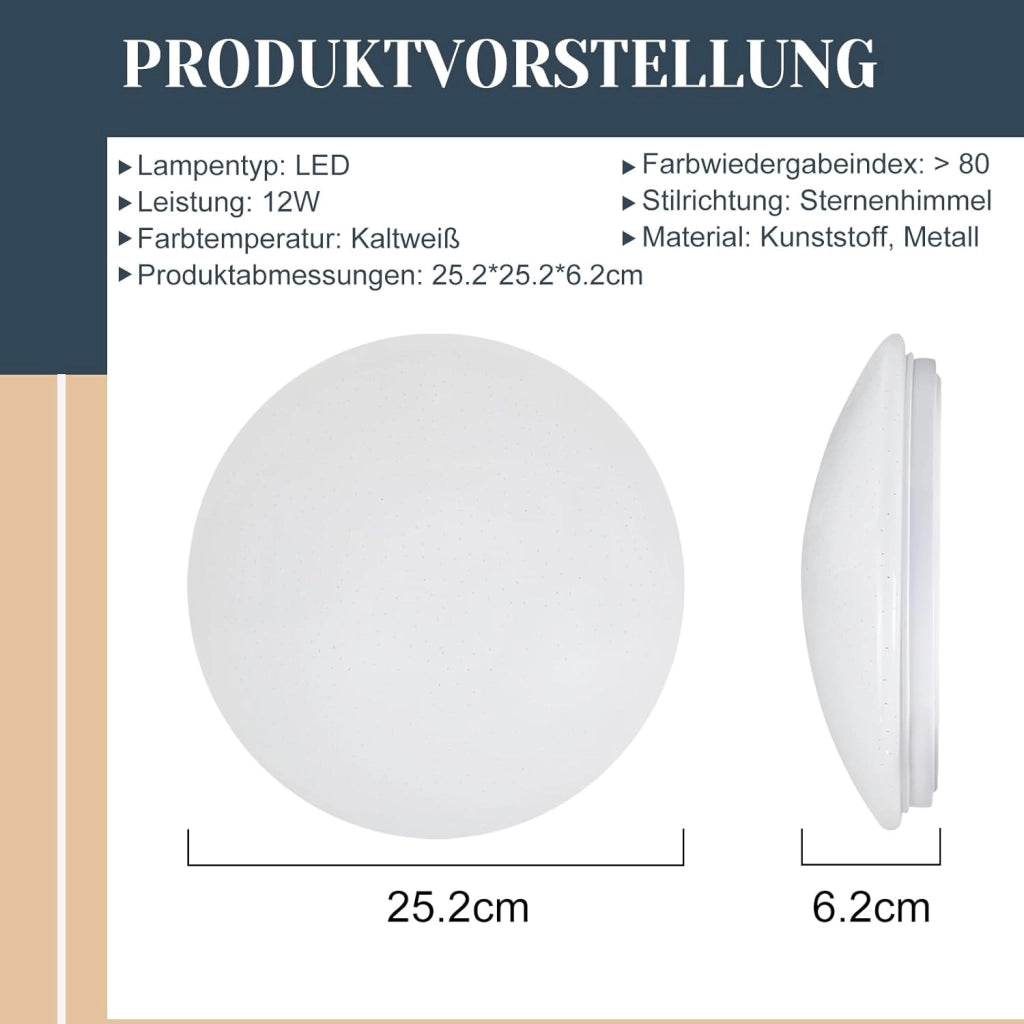 ZMH Lampada da soffitto plafoniera LED design stellato 12W per camera letto