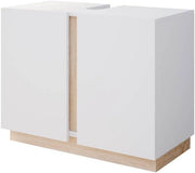 Mobile sottolavabo per bagno Gloria, Bianco, 70.4 x 55.5 cm con 2 porte, con apertura per sifone e compatibile con la serie Gloria