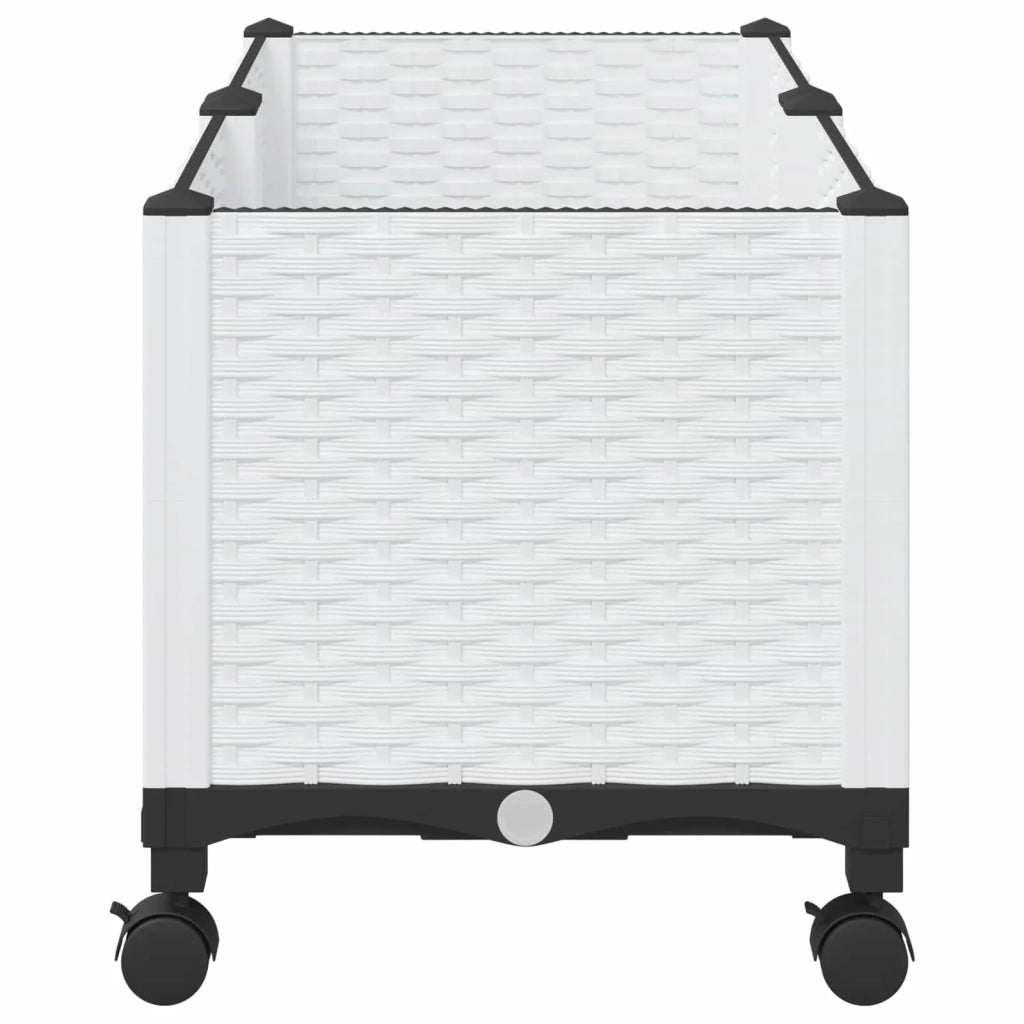 Vaso da Giardino con Ruote Bianco 80 x 40 x 48 cm PP 3422963