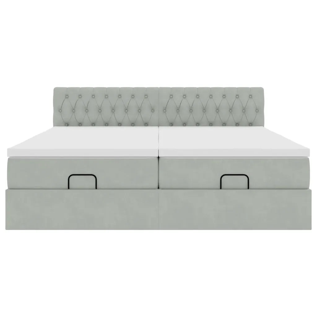 Struttura Letto Pouf con Materassi 160x200 cm in Velluto