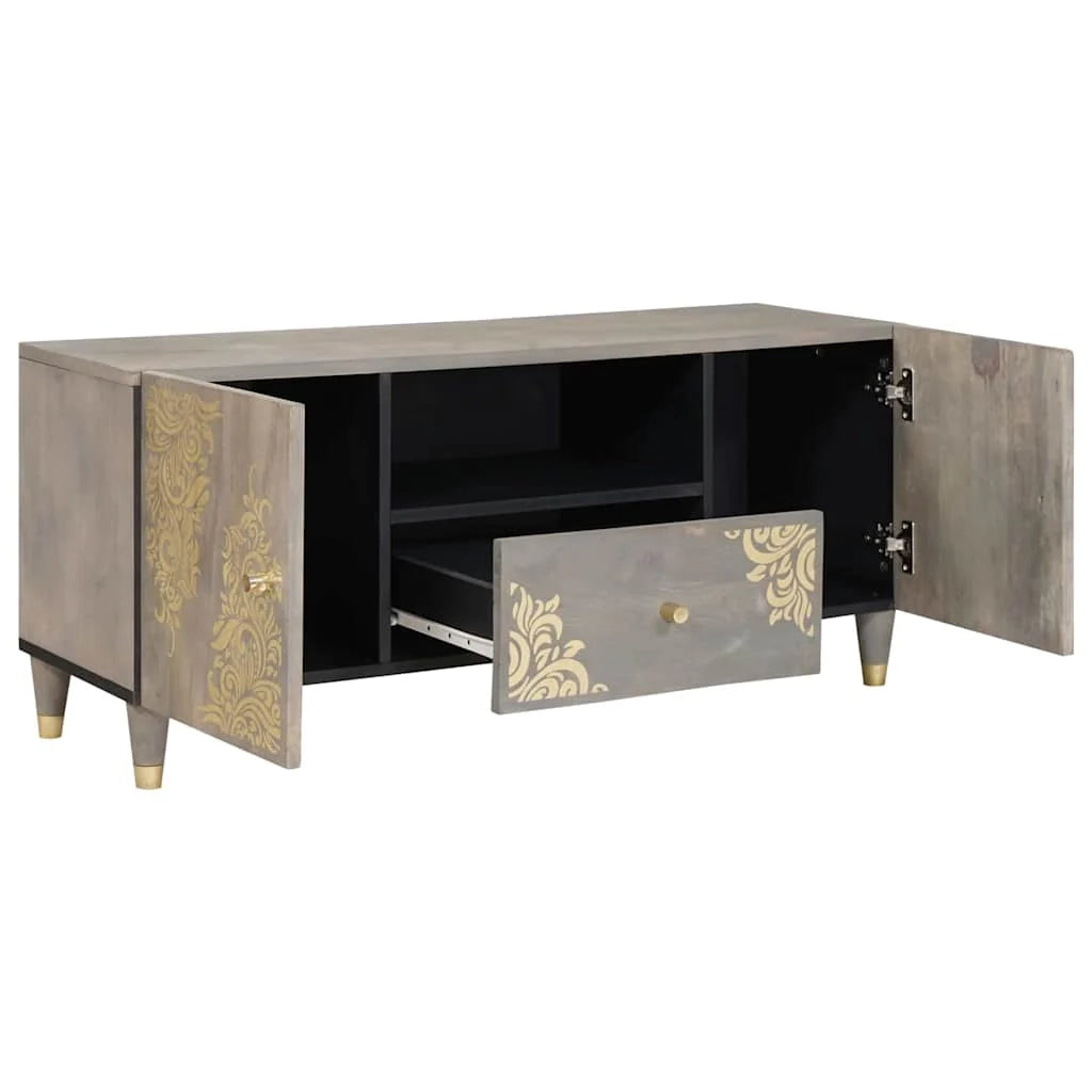 Mobile TV moderno e minimalista con pratico contenitore 105 x 33 x 46 cm in legno di mango grigio 02_0057882