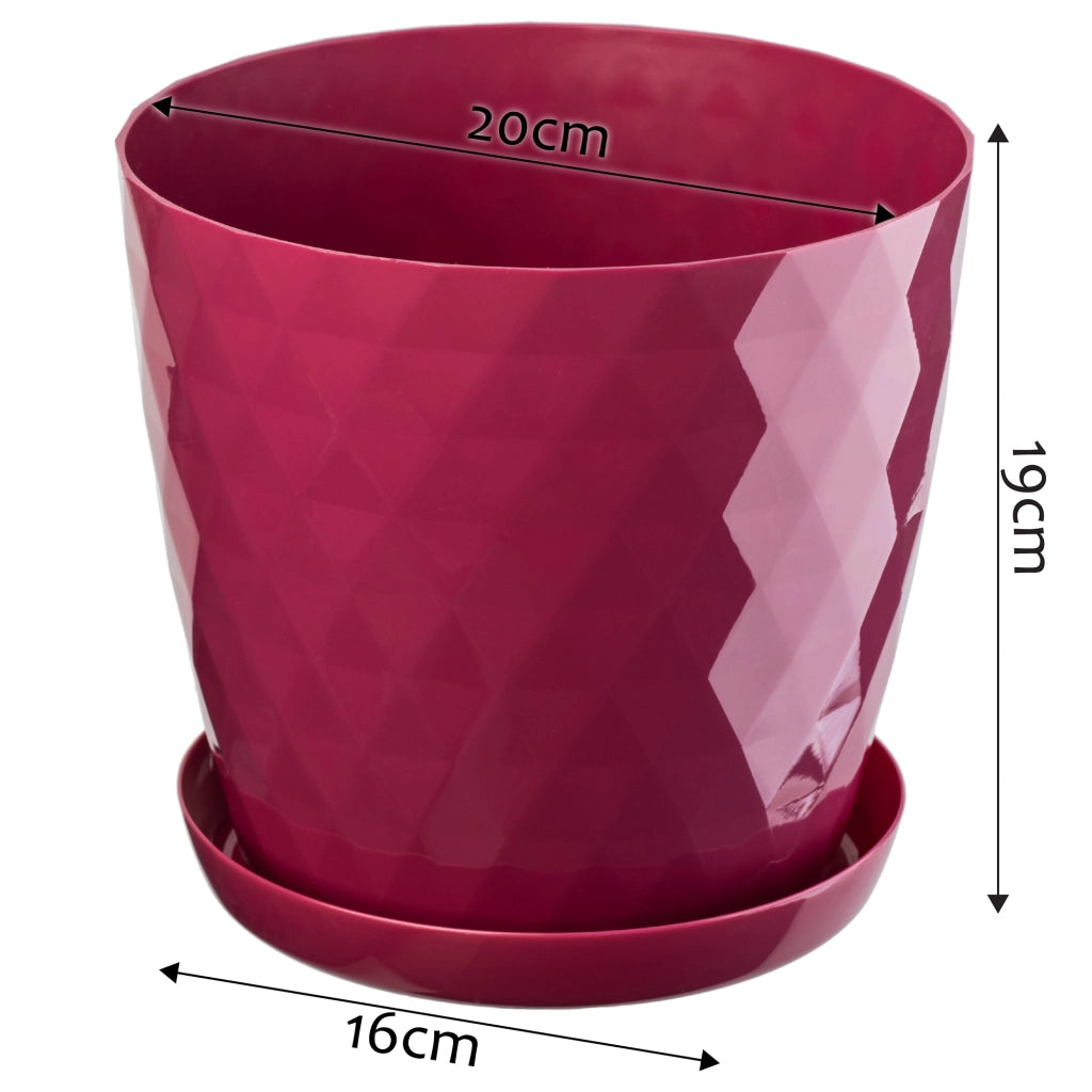Vaso da fiori KADAX, fioriera, coperchio, 20 cm, supporto per fiori, plastica rosa, 3 pezzi.