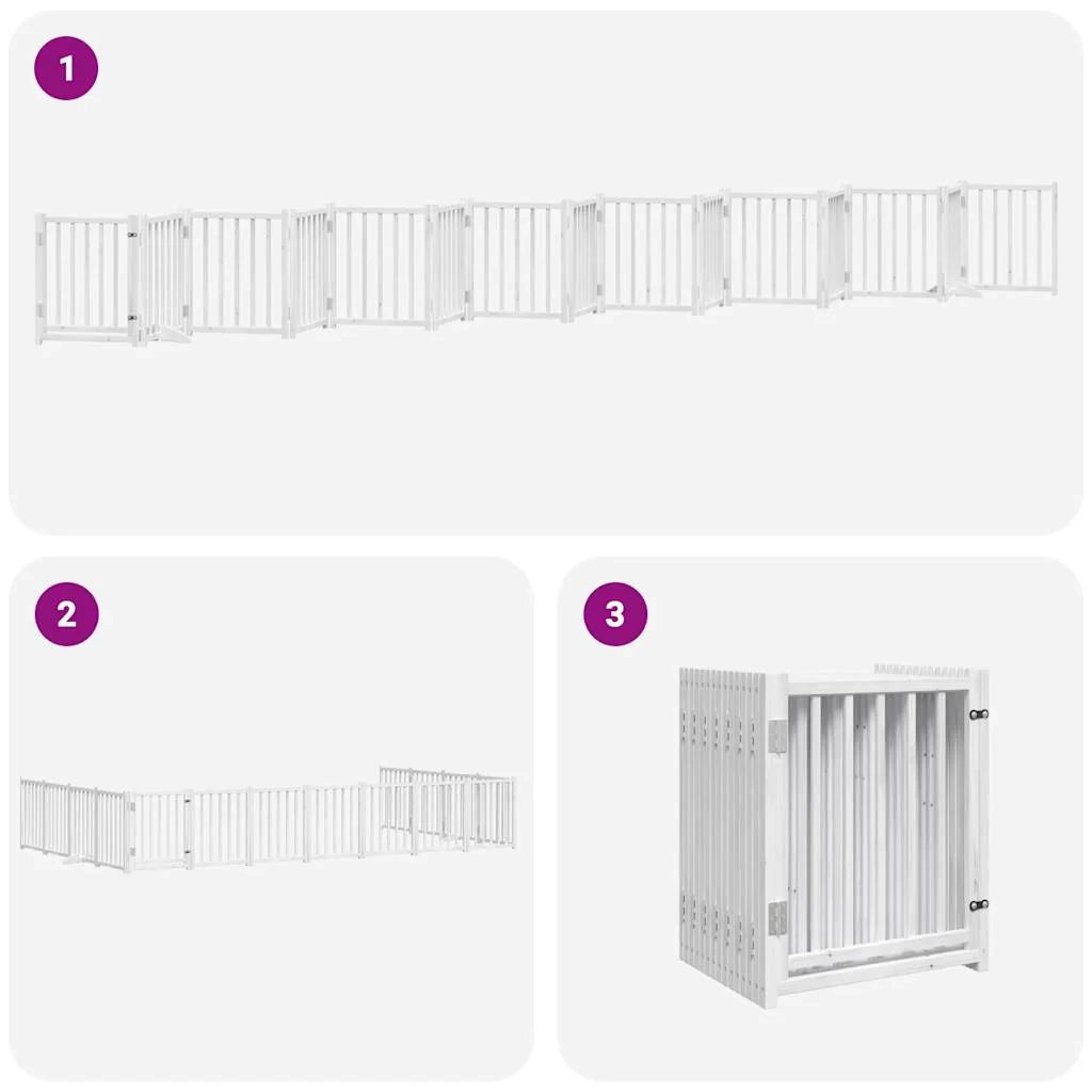 Cancelletto di sicurezza per animali domestici porta pieghevole 15 pannelli legno di pioppo bianco 02_0023195