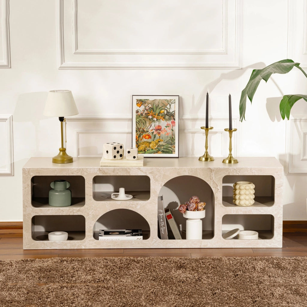 Madia Arsenio, Credenza 6 Ripiani, 160x40x51h cm Beige Marmo