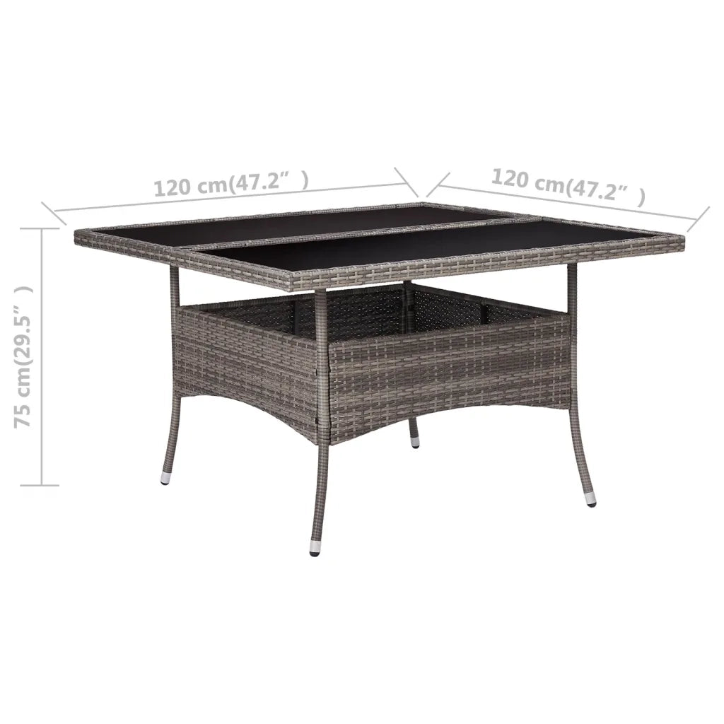 Tavolo da Pranzo per Giardino in Polyrattan Grigio e Vetro cod mxl 34454