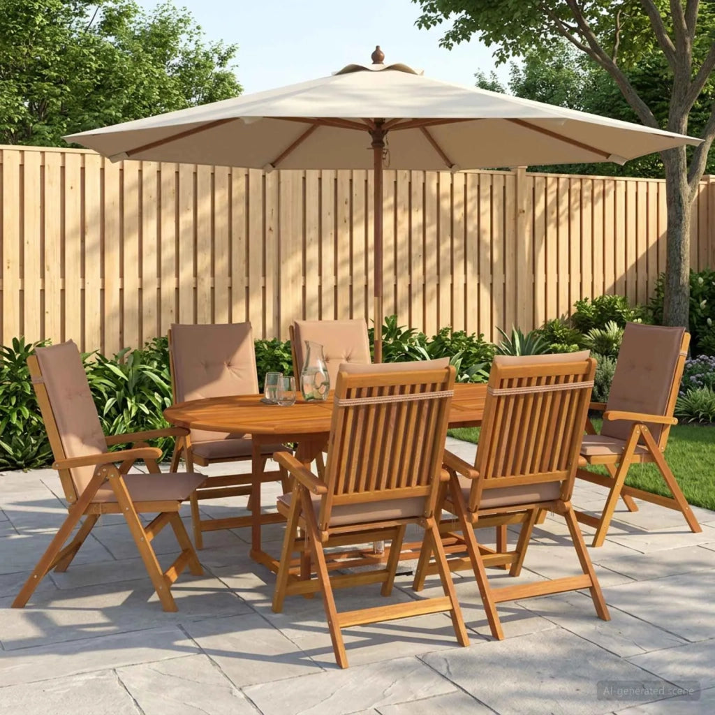 Set da pranzo da giardino 7 pezzi Naturale 3434491