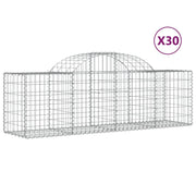 Cestini gabbioni recinzione a gabbia muro di contenimento ad arco 30 pezzi 200 x 50 x 60/80 cm ferro zincato argento 02_0040834
