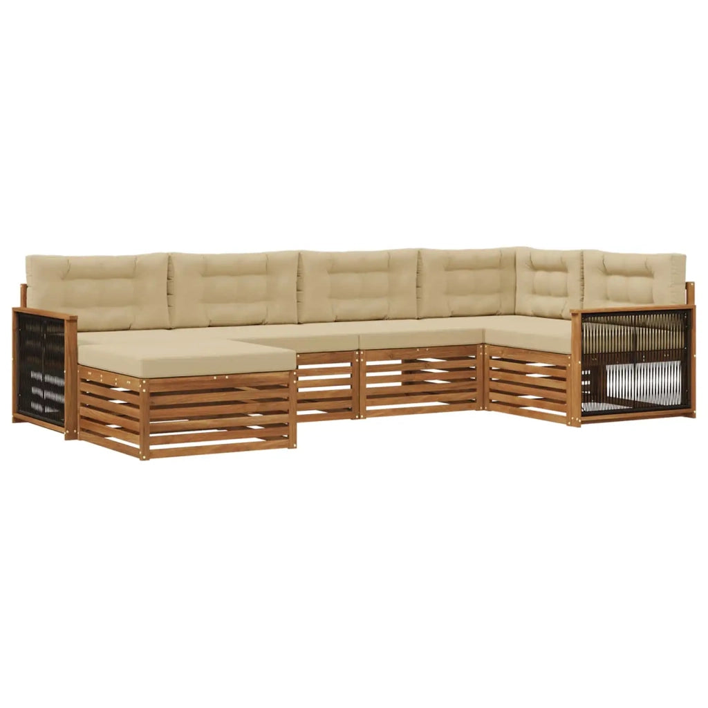 Set di divani da esterno 6 pz Naturale e Beige 3383566