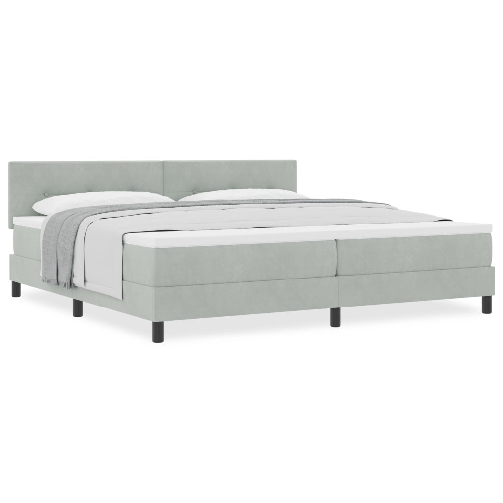 Letto con Box Spring e Materasso  Grigio Chiaro 200x200 cm Velluto