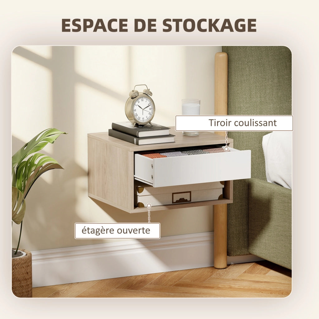 Comodini a muro ¨C Zephmum ¨C Legno naturale 37x32x21 cm