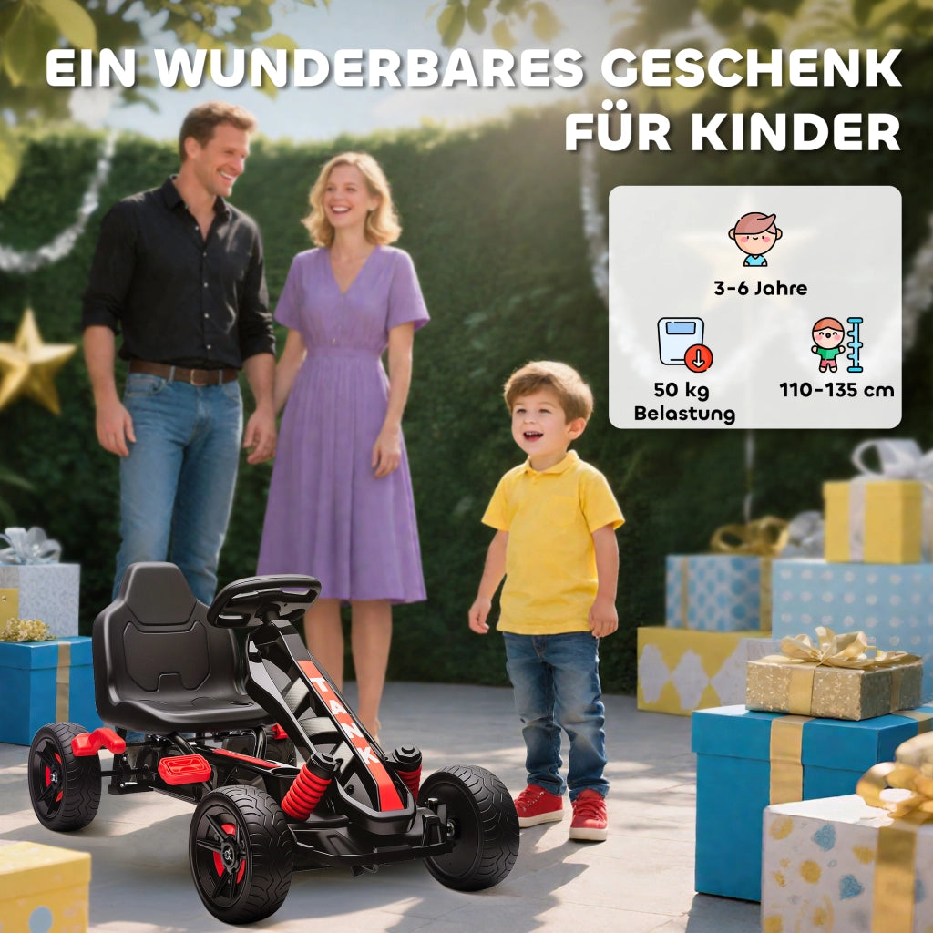 Go-Kart per Bambini con Pedali ¨C zephmum ¨C Rosso, Telaio in Metallo