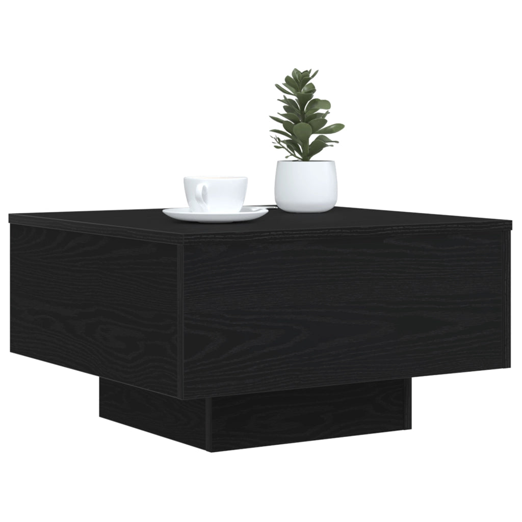 Tavolino da caffÃ¨  con luci LED Rovere Nero 55x55x31 cm