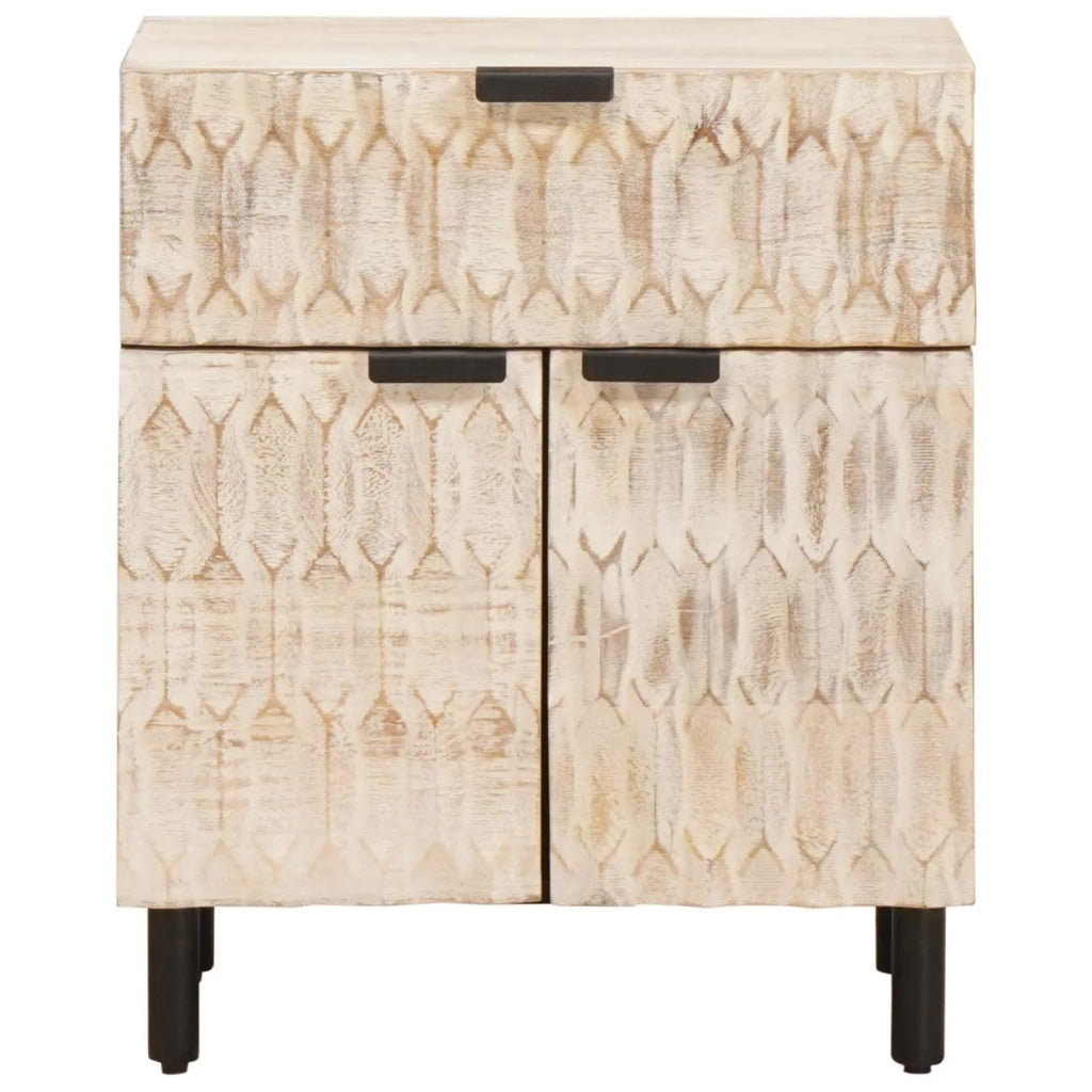 Armadio da Notte Bianco 50 x 33 x 60 cm Legno di mango massello