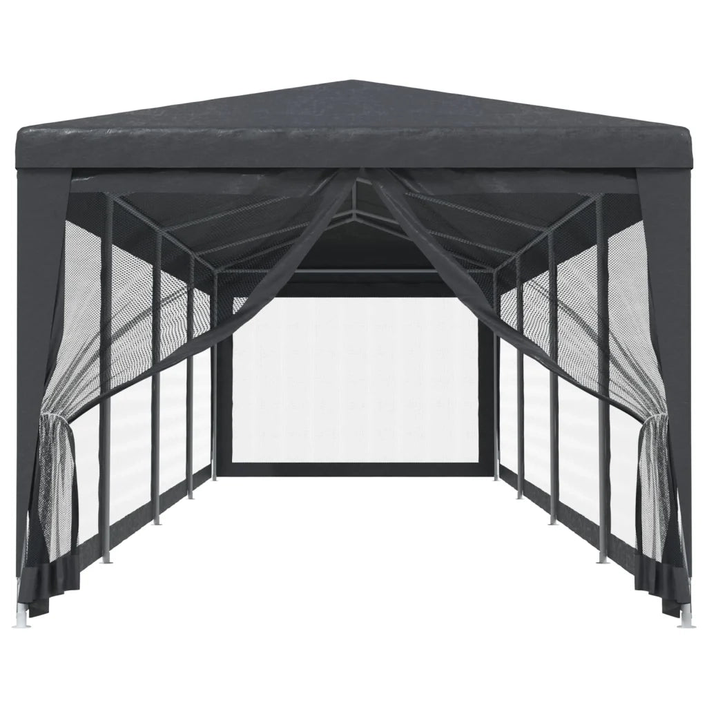 Tenda per Feste con 10 Pareti in Rete-Tenda da campeggio Antracite 3x12 m in HDPE