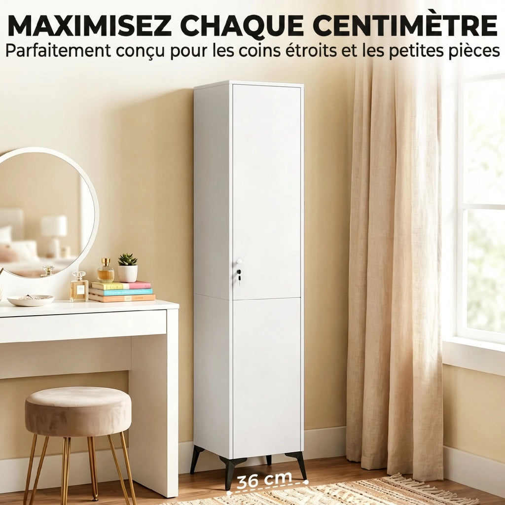 Armadio Guardaroba Stretto con Porte ¨C Zephmum ¨C Bianco 36x40x180 cm
