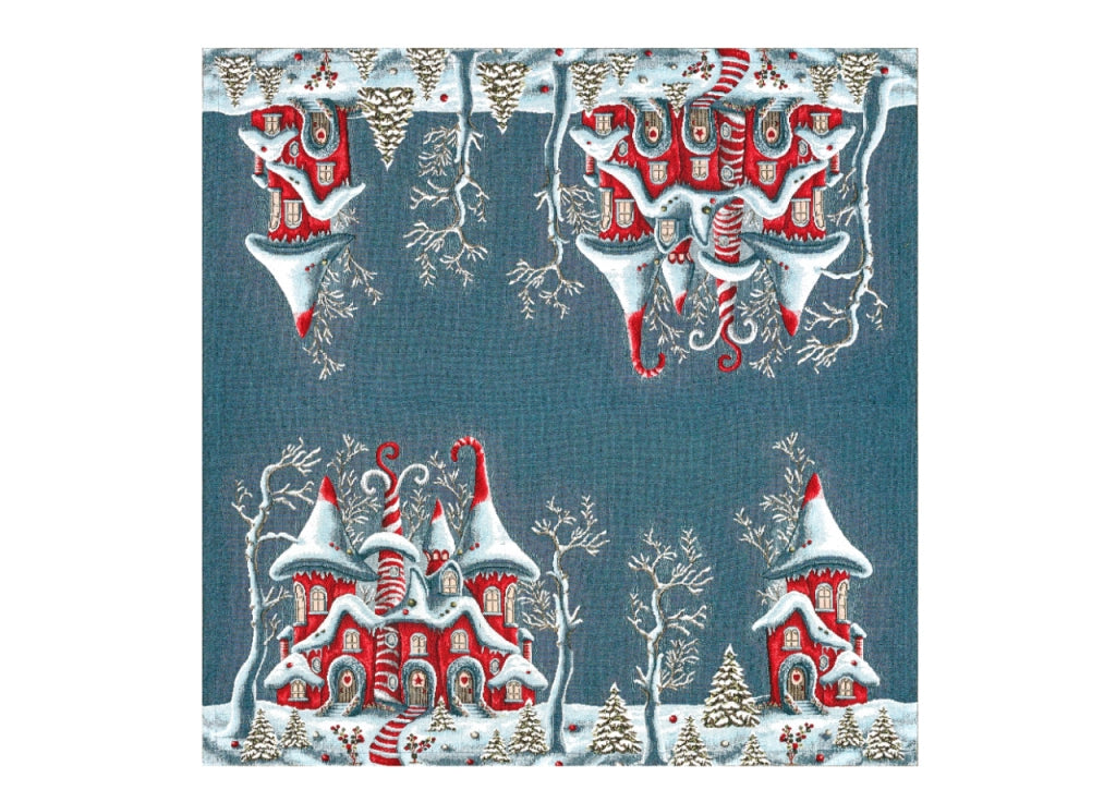 Tovaglia Centrotavola Centrino Tavolo Fantasie Natalizie Cinigliato Piazzato Made Italy - 90x90 - Chateaux Noel