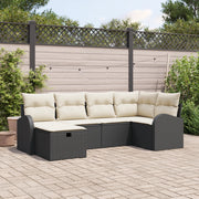 Set divani giardino 6 pezzi con cuscini polyrattan neri