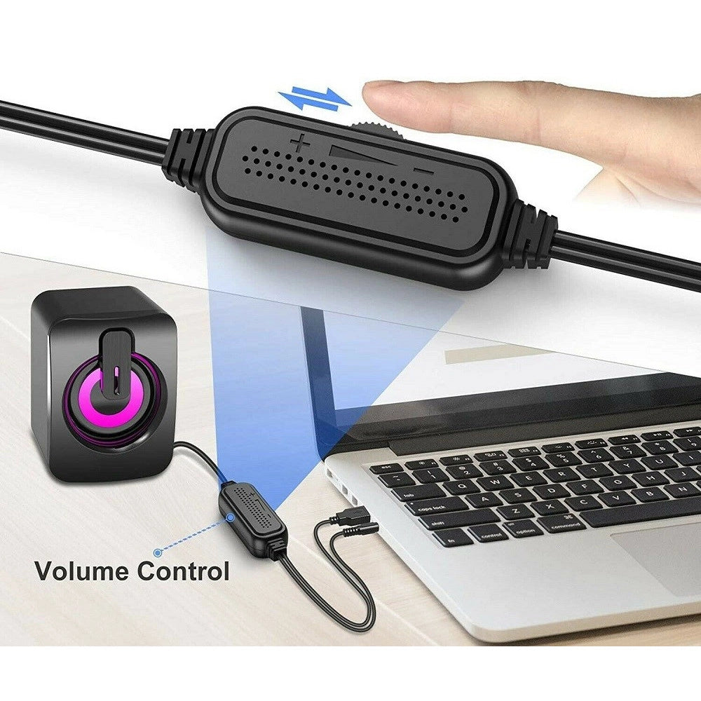 Trade Shop - Casse Audio 2.0 Aux Usb Altoparlanti Luce Rgb Per Pc Notebook 6 W X 2 Ab-d390 -