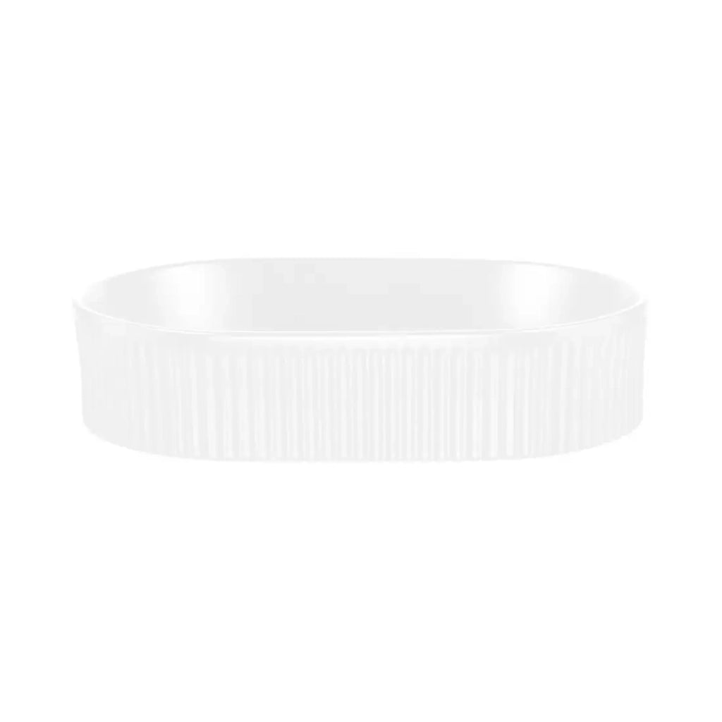 Set VANO effetto quercia e bianco 80cm: mobile sotto lavabo con ante + piano per lavabo + lavabo da appoggio scanalato bianco