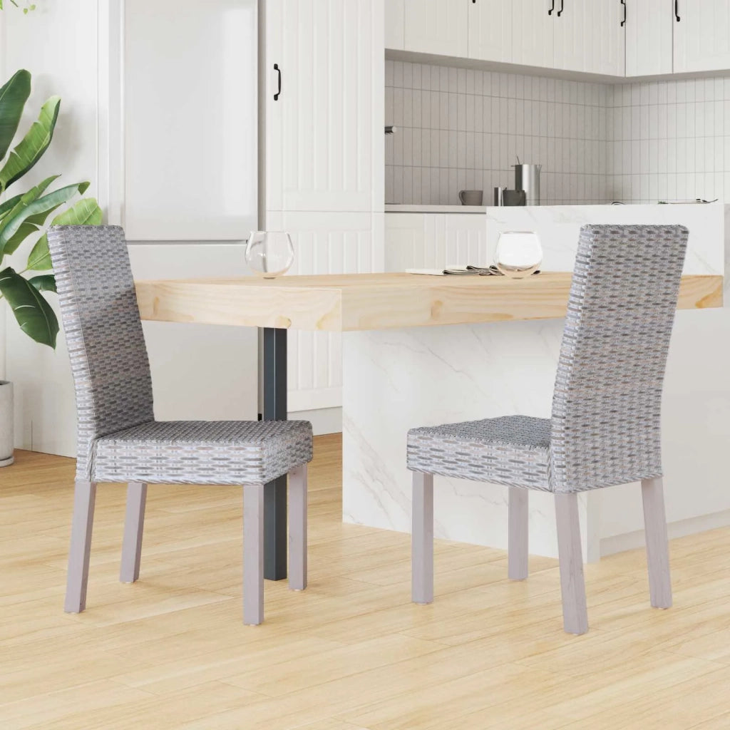 Sedia da pranzo 2 pcs Rattan Kubu e Legno Massello di Mogano