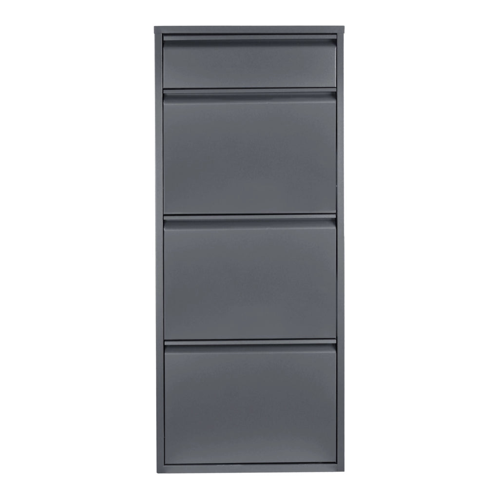Scarpiera Sokndal con 3+1 Contenitori Ribaltabili Portascarpe in Metallo - Grigio [en.casa]