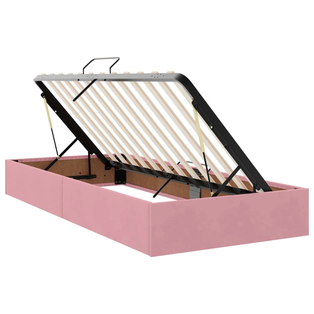 Letto con contenitore e materasso Rosa 90 x 190 cm Velluto 3459662