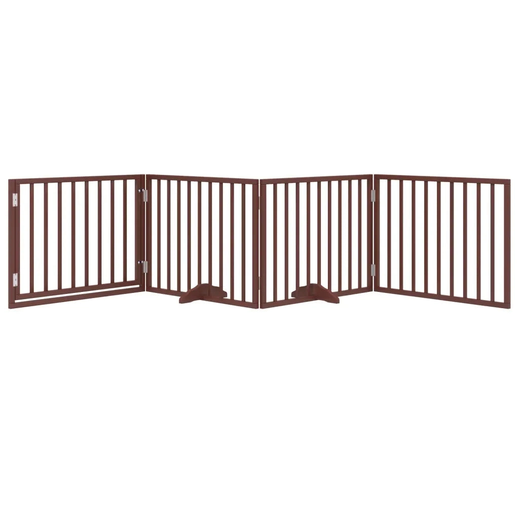vidaXL Cancello Cani Porta Pieghevole Marrone 4 Pannelli 320cm Pioppo