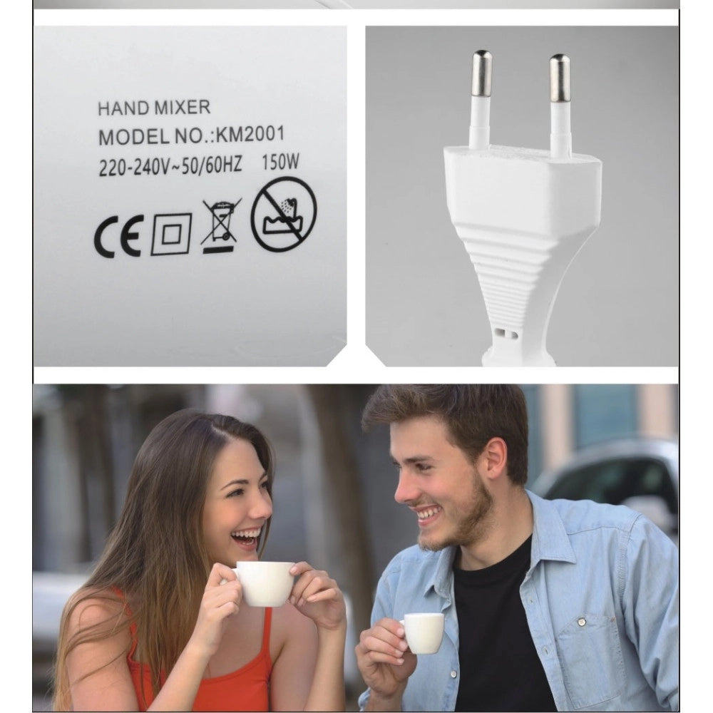 Trade Shop - Sbattitore Elettrico 5 Velocità Con Accessori In Acciaio Inox 150w Bianco -