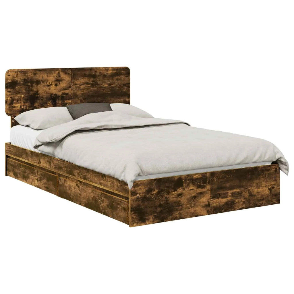 Letto con Contenitore con testiera Rovere fumé 135 x 190 cm 3412287
